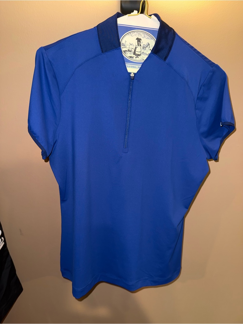 Women's Short-Sleeve Royal Blue Half-Zip Athletic Shirt